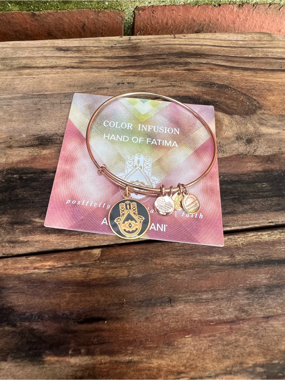 Alex and Ani Hand of Fatima Bangle Bracelet Rose Gold Color Infusion